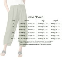 Posteljine hlače Žene Ljeto PETite Dnevno Ležerne prilike osam Dužina pantalona džepova Elastična struka