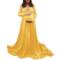 Koaiezne ženske materinstvo od ramena s dugim rukavima Fotografija Trudnice Dress Solid Princess Haljina FOTO rekvizite