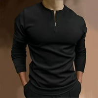 Modna muška košulja odjeća muški ležerni čvrsti patentni patentni zatvarač bluza s dugim rukavima polos majica s dugim rukavima