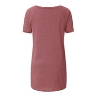 Ženski bluze Ženski modni kratki rukav Okrugli vrat Labavi majica, majica na vrhu Pink XXL