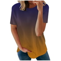 Modne žene Ljeto Loose Ispis Okrugli vrat majica kratki rukav casual bluza