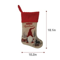 RDEUOD Božićne čarape Novi set, Gnomi Santa Božićne čarape personalizirani mekani klasični crveni i kamin koji vise za porodični odmor Xmas za Božić, Crveno, D