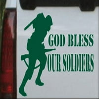 Bog blagoslovi naše vojnike vojno vojske automobila ili kamiona naljepnica za laptop naljepnica za laptop tamno zelena 6in 3.5in