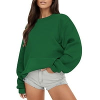 Ženske tanke puloverske dukseve Čvrsta boja za okrugli vrat Jednostavna linija za preveliku pulover