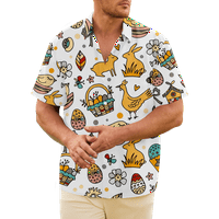 Košulje za muškarce i dječake Uskršnji Havajski Uskrs Ispiši Casual Shortsleeve tipku za ispis niz havajsku majicu ljetne majice za odrasle djece