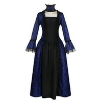 Joau Halloween Kostimi za žene - srednjovjekovna renesansa gotičkog suda Steampunk čipka za crn dugi