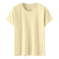 Borniu ženski vrhovi, ljetno čišćenje ženske modne čvrste okrugli vrat kratki rukav majica bluza labavi