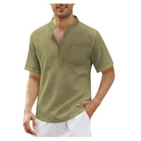 Feterrnal dizajner proljeće ljeto muške povremene pamučne posteljine pune boje dugih rukava košulje sa dugim rukavima Majice za muškarce Majice za muškarce