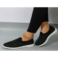 Zodanni ženske tenisice za čarape pletene gornje casual cipele klizne na stanovima Žene hodanje cipele lagana udobna crna 8.5