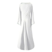Jjayotai ženske haljine Ženski dugi rukav V-izrez dress dress duljina Cosplay haljina bljeskalica Bijela