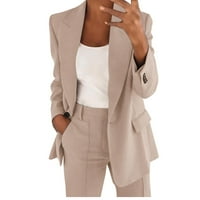 Ženska dva reverla set set uredskog poslovnog dugljenog dugmeta dugih rukava Svečana jakna + pantne odijelo Slim Loosetrouser Jacket odijelo