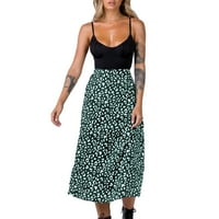 Tiskana šifonska midi suknja, Leopard tiskani midi suknja sa zatvaračem visoki struk za žensko za zabavu