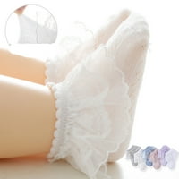 4pairs Girls Pamučne čarape Proljetne čarape Mesh ruffles čarapa
