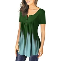 CACOMMARK PI Ljetni vrhovi za žene odobrenje Žene Ležerne prilike V-izrez Sakrij trbuh kratkih rukava T-majice Tuničke bluze zeleno