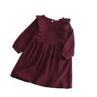 Tking modna dječja dječja dječja djevojaka s dugim rukavima cvjetna print print haljina smeđa 130