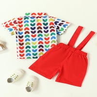 Huakaishijie Toddler Baby Boys Valentinovo Outfit setovi majica s kratkim rukavima + crveni šorc