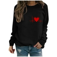 Prodajene košulje za Valentinovo za žene Valentine EKG grafički vrhovi printirajućih vrata pulover parove