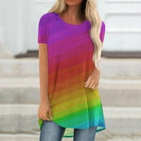 Žene ljetne vrhove kratki rukav casual bluza Grafički print Ženska majica Crew izrez Multicolor XL