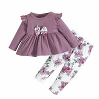 Fattazi Girls Proljeće i jesenska suknja odijelo Little Casual Legue Ležerne suknje s dugim rukavima + cvjetne pantalone