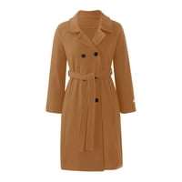 Entyinea ženski dugi kaput vintage vjetrenjače jakna srednje duljine labave ovratnike Cardigan Khaki