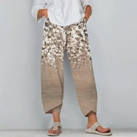 Ženska ljeto plus rusni pantalona labavi cvjetni elastični struk džepovi Duksevi kaki m