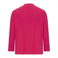 Zkozptok Ženski kardigani otvoreni prednji ležerni kasutani džemper obrezani vrhovi, vruće ružičaste, xl