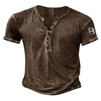Pfysire muške košulje Henley Henley V izrez T-majice kratki rukav Ležerne prilike za bluze
