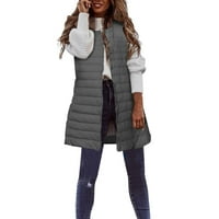 PXiakgy ženski dugi zimski prsluk tanak i lagani kaput casual down kaput tanka jakna od žitarica na otvorenom zimski kaput prsluk sa džepovima sive + l