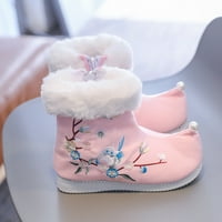 CatAlem cipela za djevojčice za djevojke djevojke cipele tople pamučne čizme vezene čizme Nacionalni stil čizme zimske čizme Djevojke male ružičaste boje 3. godina