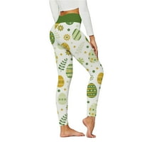 LisingTool joga hlače Žene Uskršnje tiskane tajice Visoka struka trenira sportske tajice dizanje joge hlače gamaše za žene vojska zelena