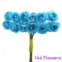 Umjetno cvijeće glave simulacije ruža vijenac vijenac zanatara DIY papir cvjetni komplet, nebesko plavo