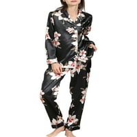 Gwiyeopda Žene Svilena pidžama Lounge Set cvijet srca Dot Ispis majica s dugim rukavima vrhovi i hlače salon