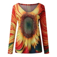 SunhillsGrace majice za žene Dame Ljeto Casual Okrugli vrat Botanički cvjetni ispis Lose Dugi rukav