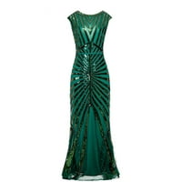DrpGunly haljine za žene Vintage 1920S Sequin perled Tassels Party Night Hem Flapper haljina haljine ljetne haljine Ormar zelena 2xl