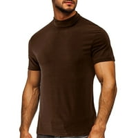 Muške modne košulje ugrađene kratkih rukava sa kratkim rukavima, pune boje u boji slobodno vrijeme stilski prozračivo brzo suhe osnovne majice kava xxl