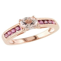 1. Carat morgatit i ružičasti turmalinski prsten u ružinoj srebrnom srebru