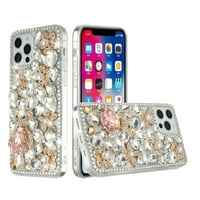 Za Motorola Moto G 5G Bling Crystal 3D Full Diamonds Luksuzni zaštitni poklopac sjajnog rhinestone, XPM futrola za telefon [Srebrno panda cvjetni]