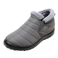 DMQupv Womens Wide širine čizme s patentnim zatvaračem na drvaju tople snježne čizme Udobne kratke cipele cipele žene Ženske čipke visoke čizme cipele sive 9