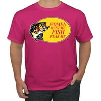 Žene žele da mi se riba boji da me ribam ribam muške grafičke majice, Fuschia, male