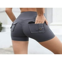 Ženske džepne kratke hlače prelaze visoko struk skroz za podizanje treninga, teretane Atletske kratke hlače