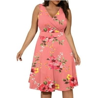 ManXivoo haljina za plažu Ljeto Žene V izrez bez rukava cvjetna košulja Ležerne prilike na plaži Ljetne