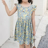 Djevojke toddlera Haljina kratkih rukava casual haljina cvjetni print žuti 130