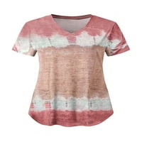 Bomotoo ženske majice V izrez Ljetni vrhovi gradijentna majica Prozračna majica za odmor tunička bluza tamno ružičasta S