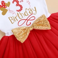 Dvorac Toddler Baby Girls moj treći rođendanska kolač Smash Shinny tiskani sekfin luk tutu princeza