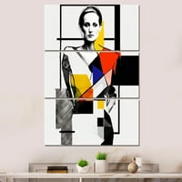 Art DesimanArt Sažetak portret u žutoj crvenoj i plavoj Modern Woman Canvas Art Print - paneli u. Široko u. Visoke - ploče