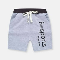 Caveitl 4-GODINE Ljeto Dječji povremeni sportske kratke hlače Capris Boys 'Abeced ispisane dukseve sa džepnim kablskim kratkim hlačama sive
