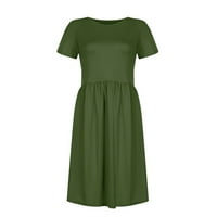 BEEYASO Žene okrugli vrat Kratki rukav Ljetne haljine za žene džepove Nasleželjene ležerne haljine zelene