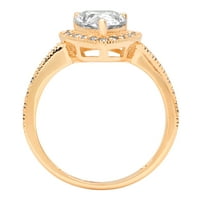 2. CT Pear Cut originalni kultivirani dijamant SI1-si J-K 18K Yellow Gold Halo obećaj Vjenčanje Izjava