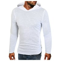 Yinmgmhj Hoodies za muškarce muške zimske čvrste bočne patentne patentne patentne zatvarače s kapuljačom tankim dukserom modni gornji pulover bijeli + 8