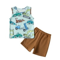 Toddler Boys crtane crtane crtane auto otiske T majica prsluk kratke hlače odijelo